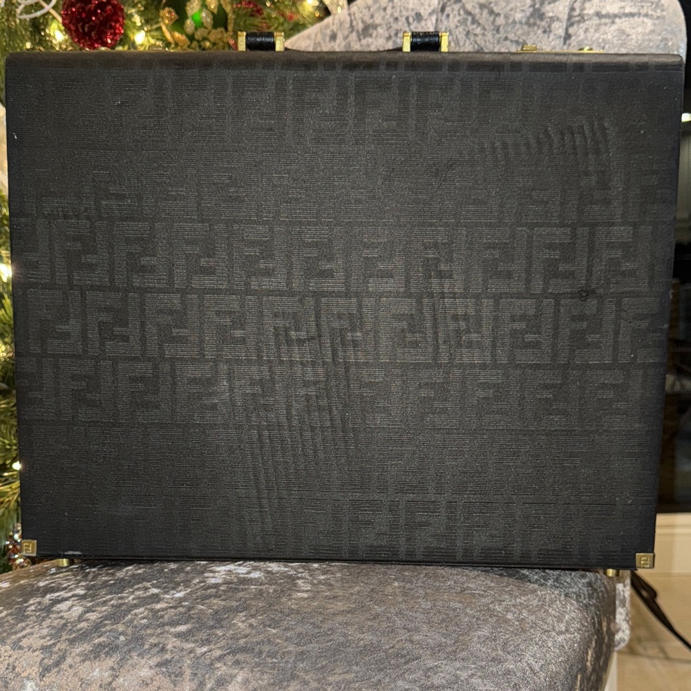 Vintage Fendi Black Monogrammed Unisex Briefcase